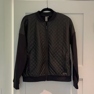 Faux leather front quilted bomber by Sweaty Betty!